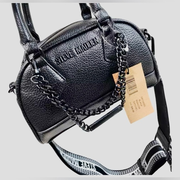 NEW! STEVE MADDEN black bailor satchel crossbody bag - Picture 1 of 7